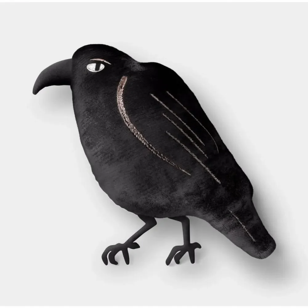 New Hyde & EEK Raven Halloween Bird Throw Pillow Plush Target Gothic Decor Black